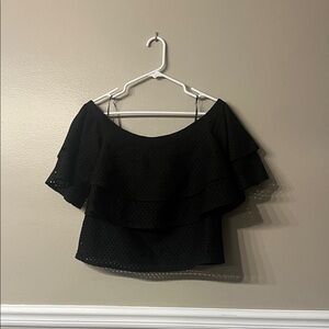 Banana Republic Black Layered Off-Shoulder Blouse
